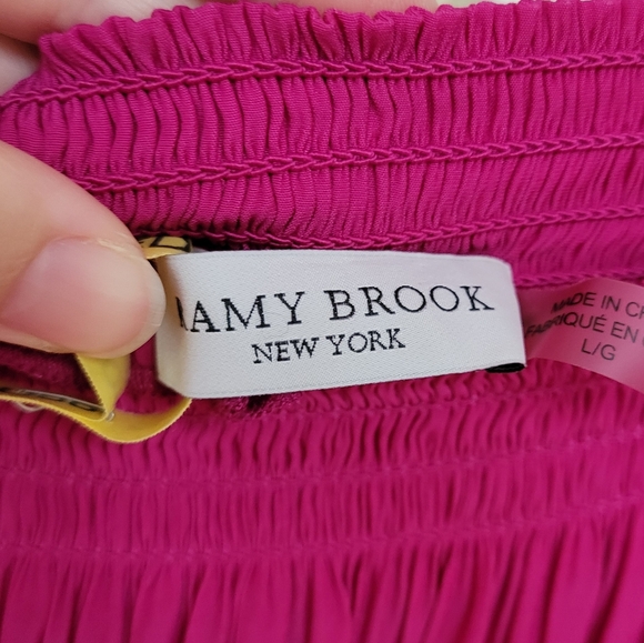 Ramy Brook Jessica Off Shoulder Dress in Fuschia, Size L, Asymmetric Hanky Hem - Picture 8 of 10